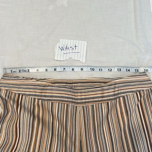 Rafaella sz10 tan brown cream stripped side zip ankle length pants EUC - Picture 8 of 12